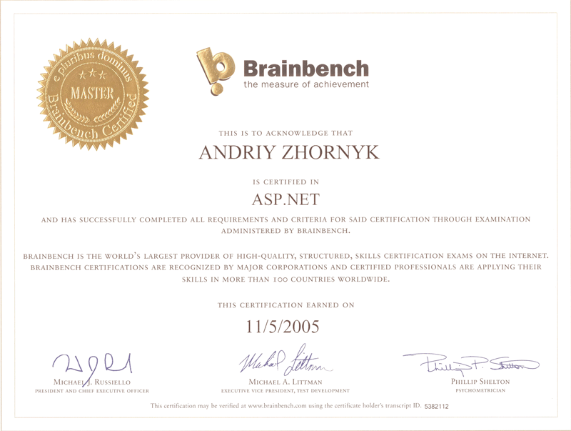 Brainbench ASP.NET